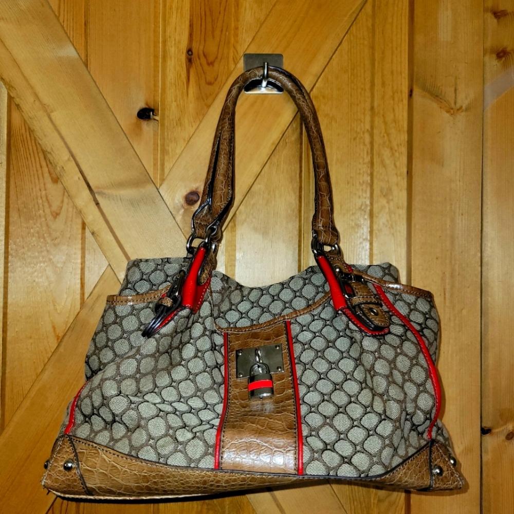 !Nine West boho purse/bag brown/ red trim